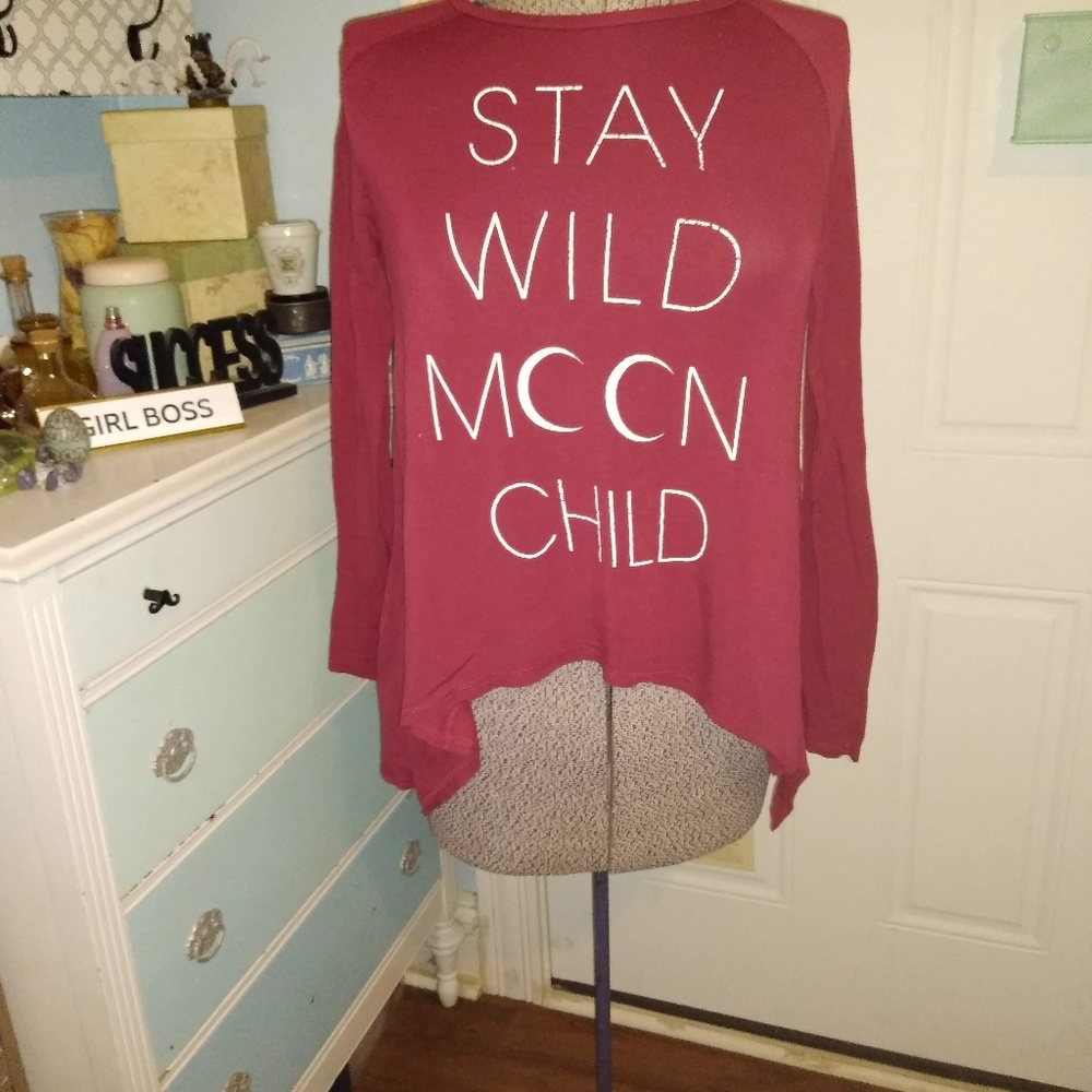 Grayson/Threads, L, long sleeve, maroon shirt.
